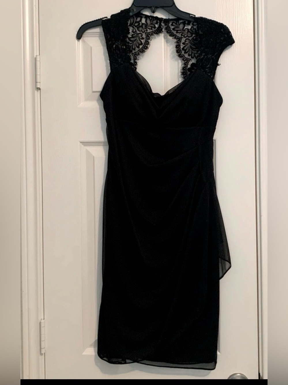Xscape Women’s Black Dress with Lace Upper Size 8